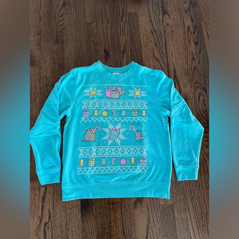 Pusheen pullover blue holidays ugly sweater party